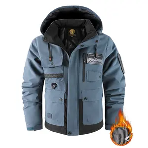 Men's Winter Coat Waterproof Fleece Lined Warm Winter Jacket with 6 Pockets Insulated Windproof Hooded Parka