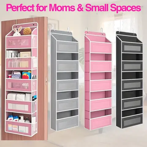 2026 Petit Bits Over The Door Organizer Storage- Hanging Rack Set with 5+5 Pockets & 5 Large Clear Mesh Pockets, 10-15 Kg Capacity, Space-Saving Organizer for Bedrooms Bathrooms Kitchen Food Storage - Holiday Haul Deal Kitchen Gadgets Clearance Hangable,,