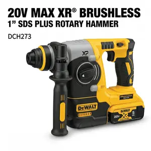 DEWALT DCH273 20V MAX XR Brushless 1-Inch SDS-Plus Rotary Hammer Drill Featuring SHOCKS Active Vibration Control 3-Mode Functionality for Concrete Masonry and Steel with 2.1-Joule Impact Energy and Built-in LED Work Light