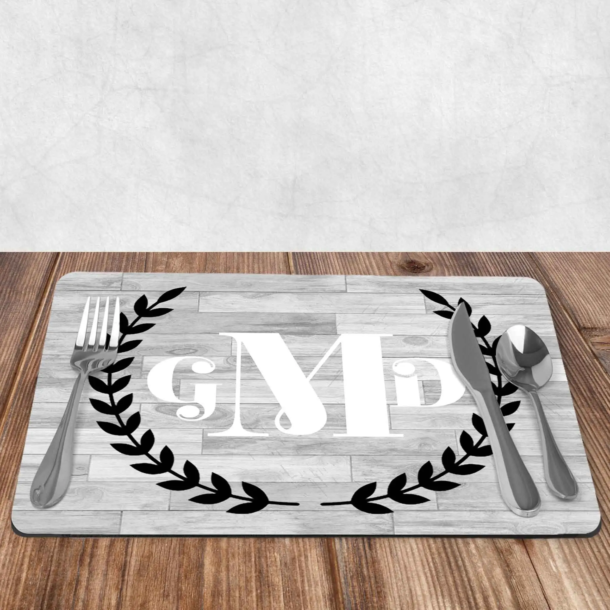 Custom Placemats | Personalized Dining and Serving | Laurel Wreath Monogram