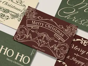 Elegant Christmas Postcards, Set of 10 Postcards, 5 Unique Styles, 4x6 Postcards