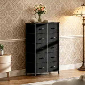10 Drawers Fabric Dresser Storage Tower, Modern Metal Frame Storage Chest Organizer Cabinet, Lightweight Multi-layer Drawer Unit, Home Organizer Furniture for Bedroom Living Room Office Dormitory Household Sundries Storage Room Decor