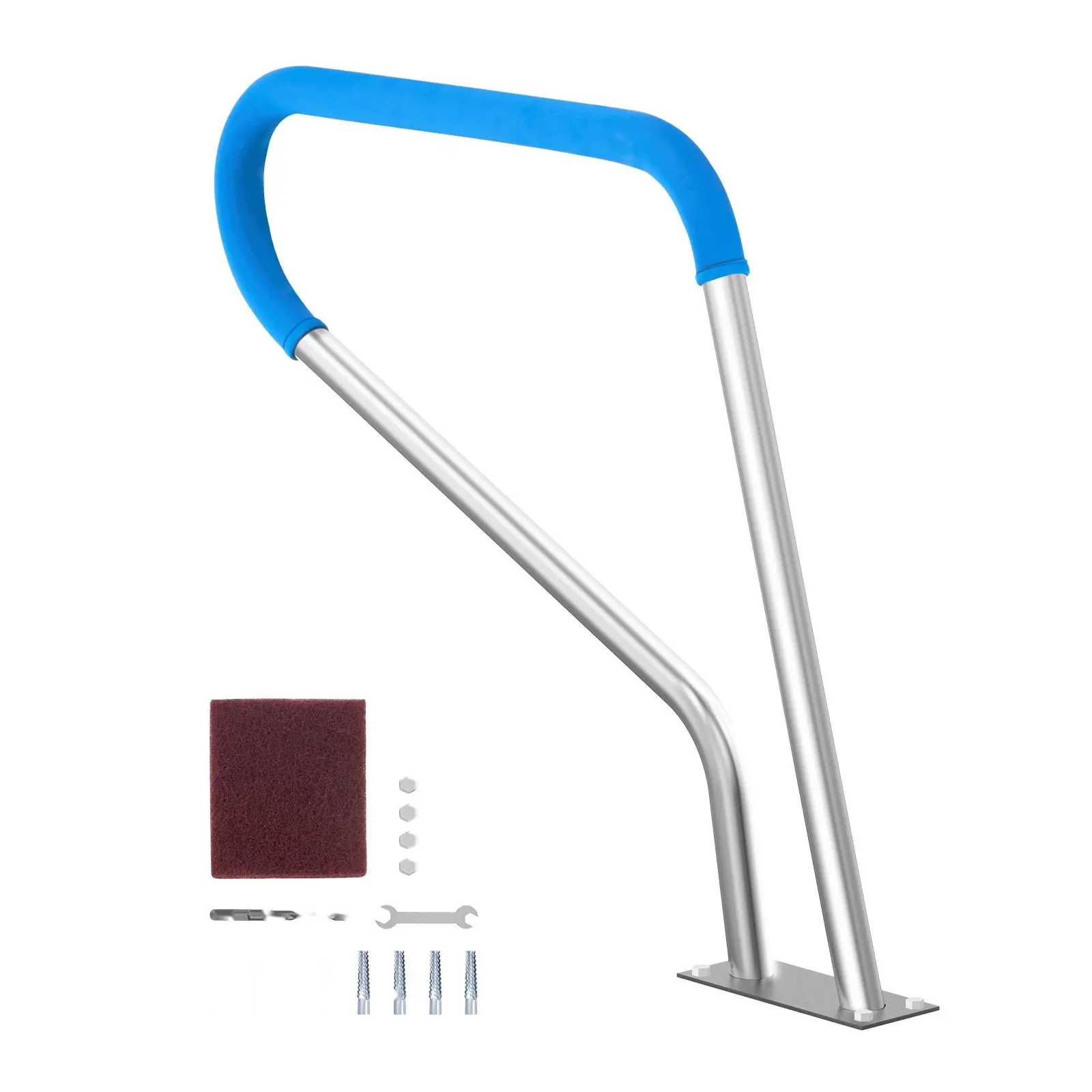 Pool Handrail 39 X 32 Inch Railing, Stainless Steel With Base Plate For Indoor And Outdoor Pools, Safety Railing For Decks, Rust-Resistant Grab Bar With Grip Cover And Accessories For Spas