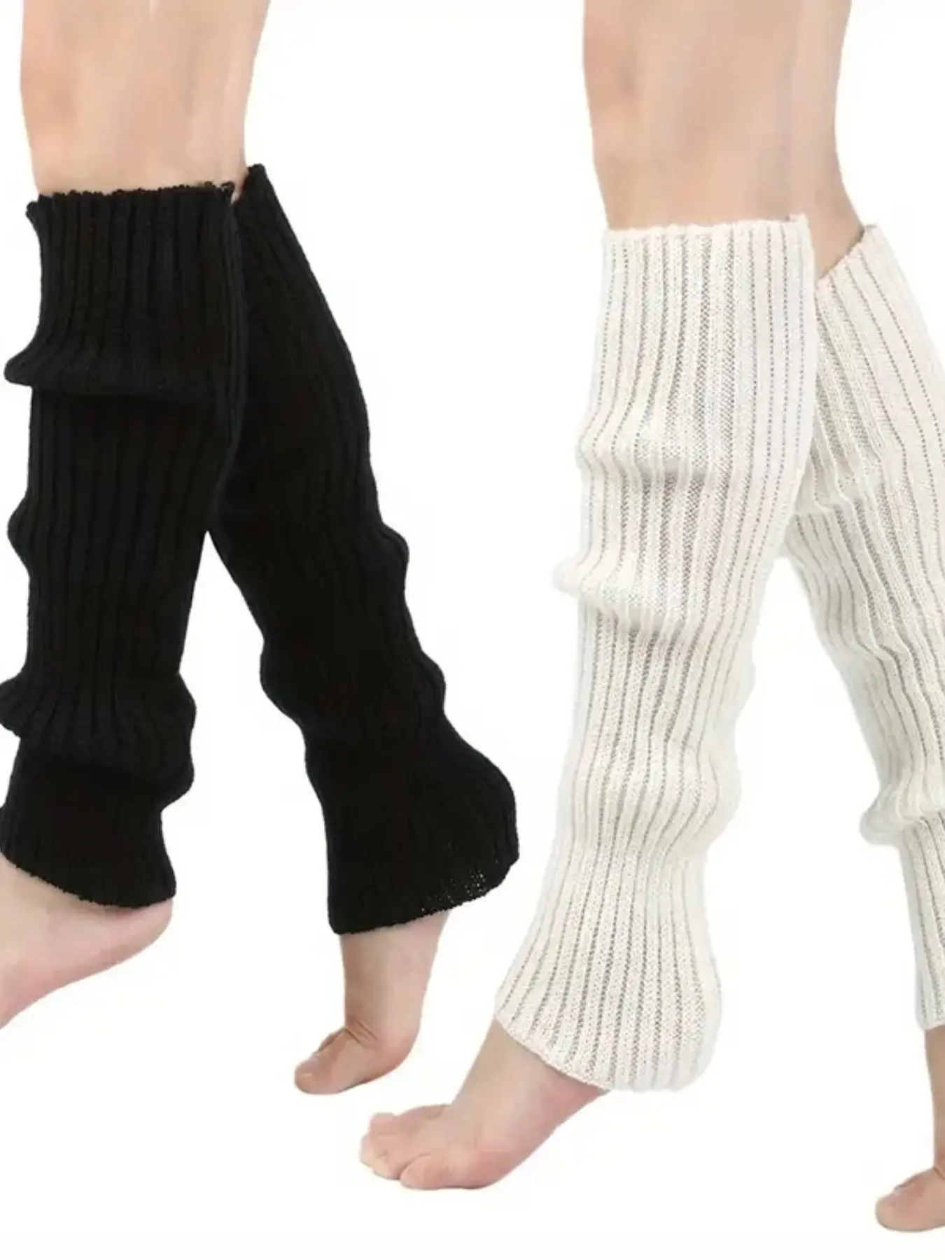 2 Pairs Leg Warmers Socks for Cold Weather, Unisex Winter Footwear Accessories, Thick, Elastic, Comfortable and Stylish, Perfect for Outdoor Activities