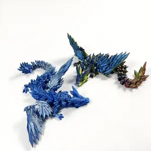 Lucky Crystal Dragon 3D Printed Dragon Ornament Creative Best-Seller Mini Decoration Toy Crystal Dragon Figurine Children's Toy Decorative Figurines