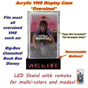 VHS Acrylic Display Case with LED Stand - Oversized for Big Box & Bookshelf - Safe & Easy Swapping - Perfect for VHS Lovers