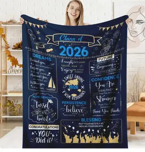 Class of 2026 Throw Blanket, Navy Blue Gold Graduation Flannel Blanket, Soft Cozy Warm Throw, The Tassel Was Worth The Hassle You Did It Gift, Congrats Grad Presents for Her Him Son Daughter, A Sweet Ending New Beginning Dorm Decor