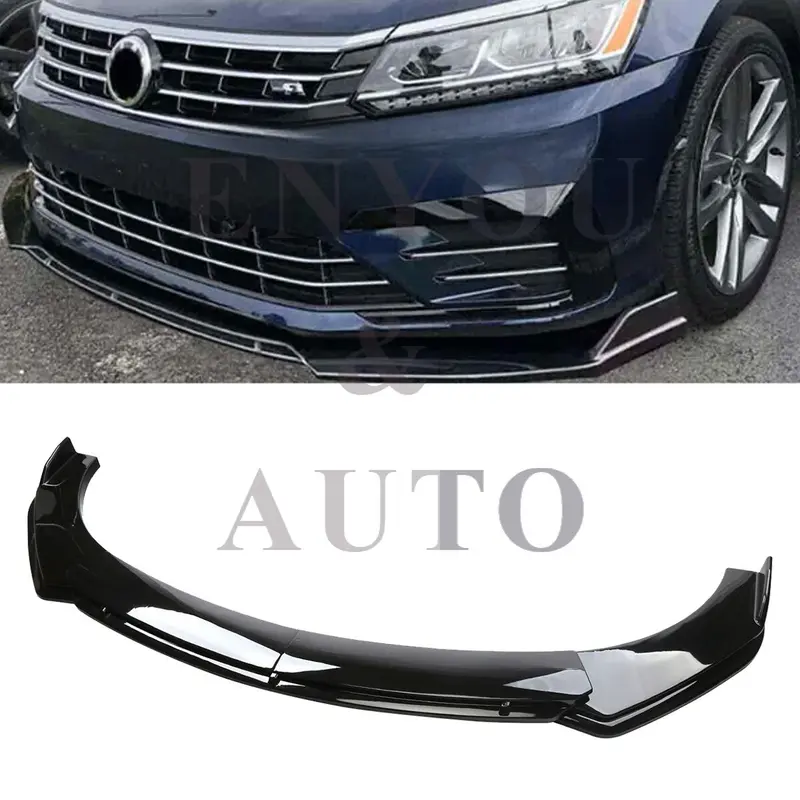 Glossy Black Front Bumper Lip Spoiler - Car Chin Diffuser, Durable Lower Splitter for VW Jetta MK6 MK7, Car Exterior Decoration & Protection Accessory