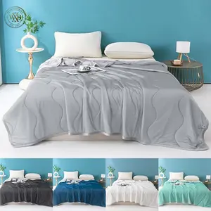 Silky Cooling Summer Blanket Lightweight Air Conditioning Comforter Wave Quilted Cool Touch Bed Blanket 90x90in 90x102in for Hot Sleepers Sofa Bed