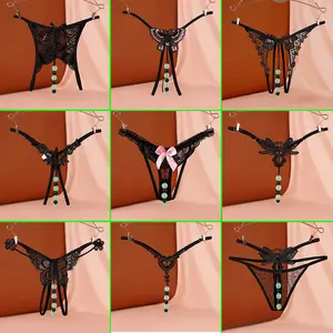 Sexy Lingerie Underwear Women's Luminous Pearl Massage T-Back Open-End Free off Underwear Womenswear Comfort Lace Elegant
