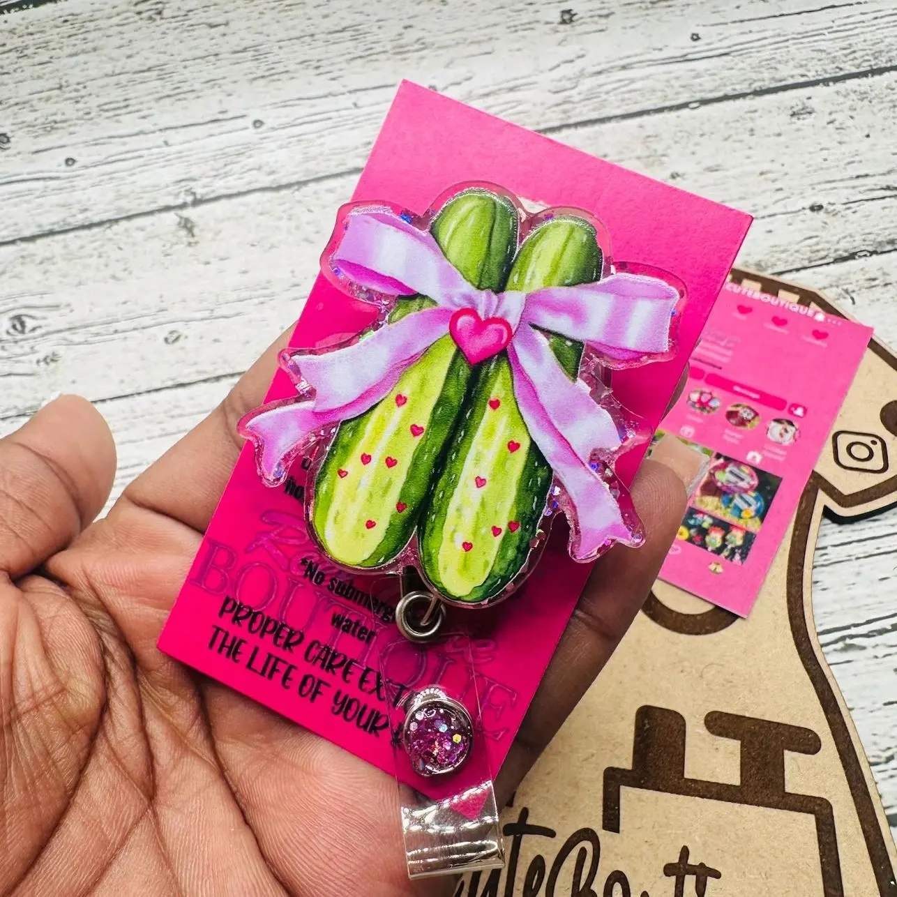 Cutesy Pickle Badge Buddy Holder-Badge Reel-Nurse-Phlembotomist-Pharmacist-Nursing Assistant-Mini-Cute RN-ID Holder Retractable-Belt Clips
