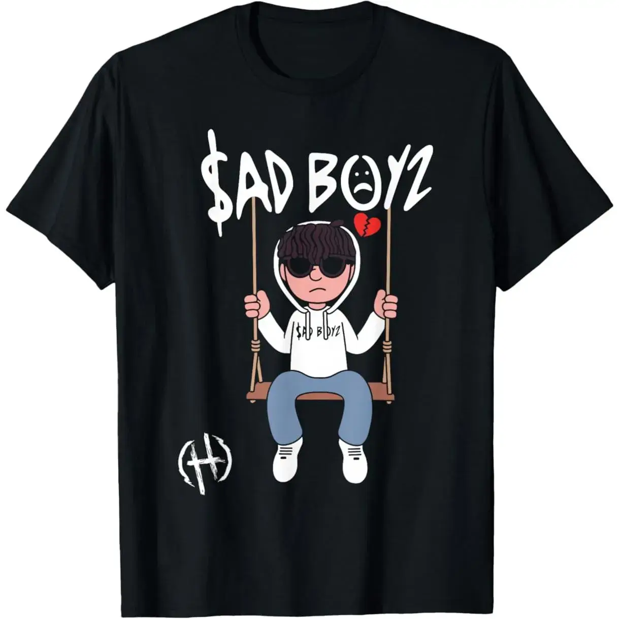 Men's Streetwear Junior Regional Tumbados H Belicos Sad Boys Mente Positiva Comfy Cotton Shortsleeve T-Shirt, Relaxed Fit Short-Sleeved Top, Fabric