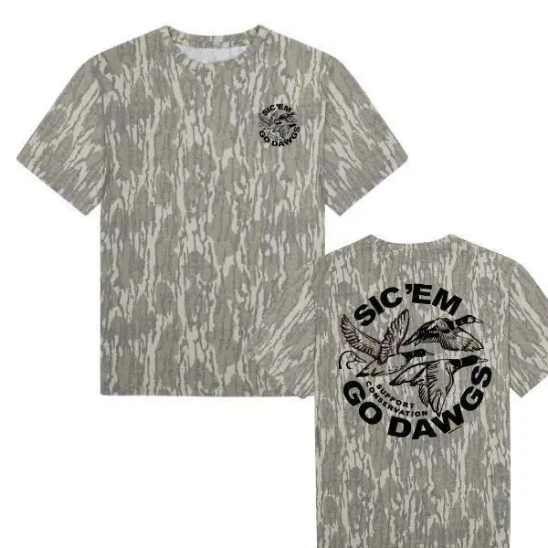 Sic Em Go Dawgs Camo T-Shirt, Georgia Football Gameday Camouflage Tee, Gift for Georgia Hunter Dad, 3D Camo Print T Shirt