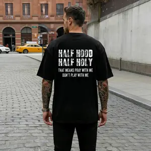 Half Hood Half Holy Pray Hoodie With Me Don't Play With Me Shirt Casual Street Style for Women for Men, Perfect Gift Menswear
