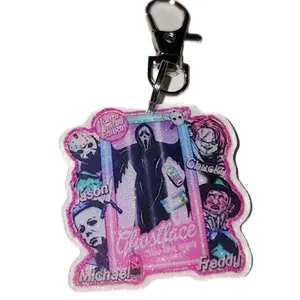Glitter Horror Characters -  Keychain - Bag Charm Clip - Cute and Versatile Accessory for Keys or Bags