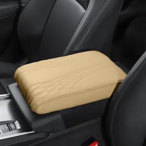 Center Console Cover, Memory   Armrest Cover, Beige Arm Rest Covering , Middle Organizer Elbow Pillow, Leather armrest Cover for /SUV//Auto (No.2 Beige)
