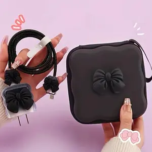 6Pcs Cute Cable Protector Set and Storage Bag Charger Protector Cord Organizer with Portable Strap for Travel Storage and Organization