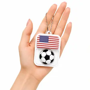 American Soccer Fidget Toy Keychain, Flag Button Presser + Spinner