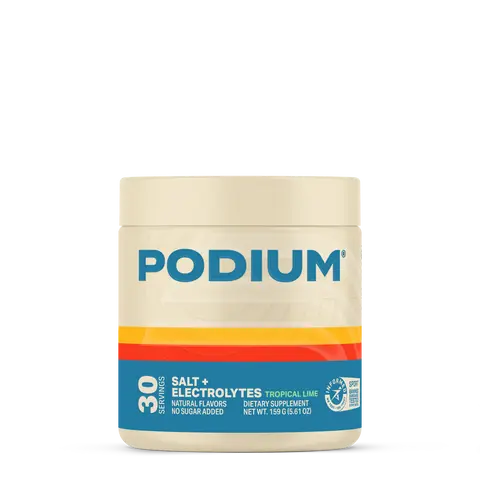PODIUM NUTRITION Tropical Lime Salt + Electrolyte Drink Mix Powder, Mineral-Infused Dietary Fitness Supplement with Magnesium & Muscles Support, Prop 65 Safe Hydration Powder for Workout Cramping Prevention