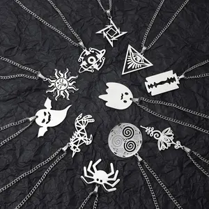 Blade Unicorn Titanium Steel Tide Cool Necklace Men's  Women's Unisex Stainless Steel Jewelry High Street Hip Hop Non-Fading Sweater Chain