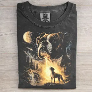 Boxer Dog Howling to The Moon T-Shirt, Vintage 90s Funny Dog Graphic Tee, Unisex Fit Design, Gift for Men and Women