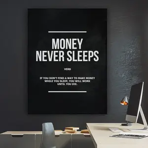 Money Never Sleeps Print Wall Art Office Decor, Investing Poster, Finance Printable, Entrepreneur Motivational Sign Gift For Investor