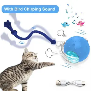 Pet toys, cat and dog companion toys, automatic teasing pet toys Cat & Dog Toy - Interactive USB Rechargeable  Ball Toy on Rug with Bird Chirping, Anti-Depression Fun Gift for Cats & Dogs