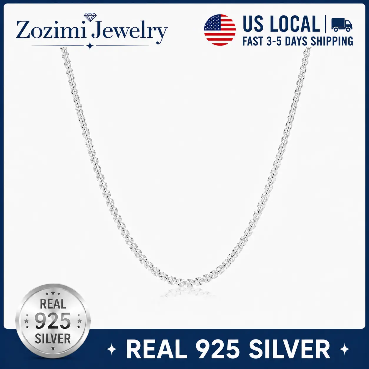 S925 Sterling Silver Dainty Sparkling Starburst Link Bare Chain Necklace No Pendant Layering Stackable Thin Chain Hypoallergenic Jewelry Anniversary Valentine Gift For Her Women