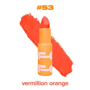#53: Vermillion Orange Color - Hydrating Deluxe Lipstick, Silky Smooth Application, Matte Finish Gloss Lipgloss