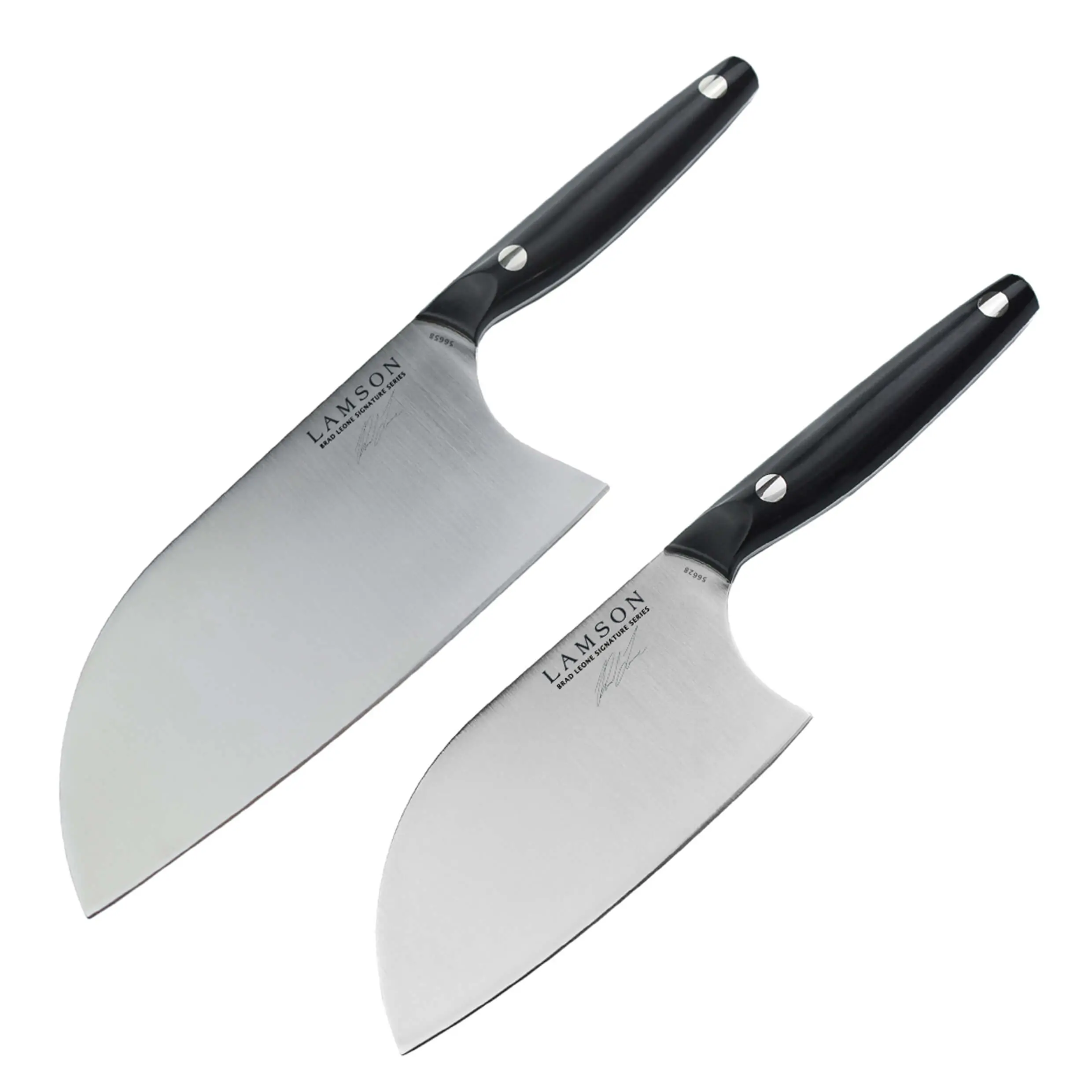 Brad Leone Signature Set - Large and Small Chinese Santoku Cleavers with NOIR (POM) Handles