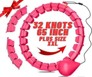 65inch 32 Knots Plus Size Quiet Weighted Hula Infinity Fitness Detachable Hoops, Smart Noiseless Infinity Hula for Women, 2 in 1 Waist and Abdominal Workout Equipment at Home