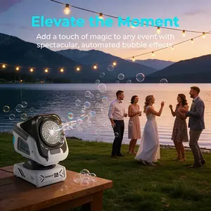 Remote Control Bubble Machine Gift Box, 1800mah Long-Lasting Power, Includes 50ML Concentrate, Auto Rotate, RGB Atmosphere Light, Automatic Bubble Machine