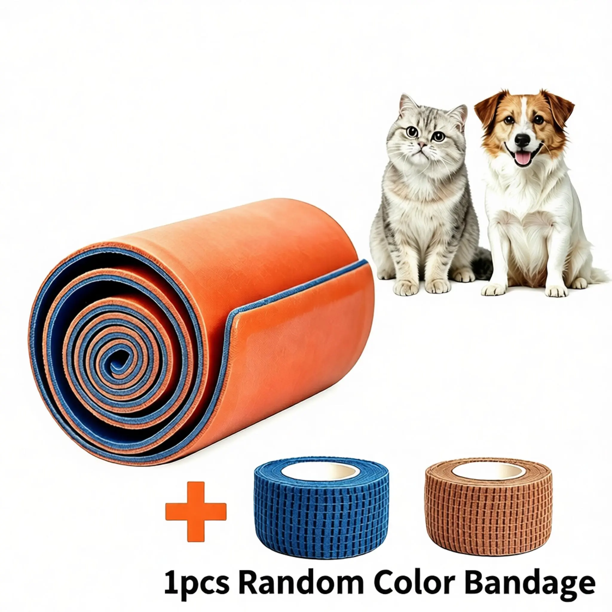 Upgraded Pet Foam Fracture Splint for Dogs & Cats, Front & Rear Leg Emergency External Fixation Support Brace, Odorless Shape Retain Adjustable Pet Leg Splint Stabilizer, Fit All Small Medium Large Pets, Comes with 1 Random Color Self-Adhesive Bandage