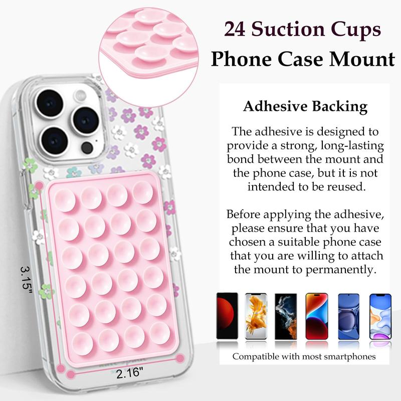 Sucky Silicone Suction Phone Case Adhesive Mount - Anti-Slip Holder, Hands-Free Fidget Toy, Phone Accessory for iPhone and Android (Deep Black)