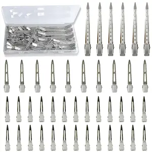 42 count Styling Hair Clips Set:  Metal Duck Billed Clips for Women's Hairstyling, Long Duckbill Pins,  Rollers with Case