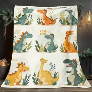 1pcs Cartoon Dinosaur Collection Theme Flannel Blanket, Digital Print, Sofa Bed Cover Blanket, Skin-Friendly And Soft, Suitable For Birthday And New Year Gifts, All Year Round