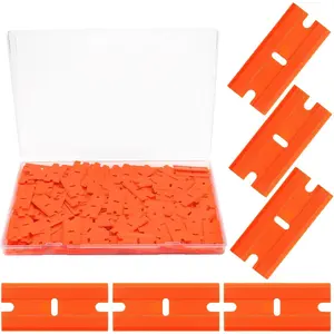 Plastic , 200 count Double Edged Safety Scraper , Plastic Scraper for Cleaning Glass, Removing Stickers,adhesive tape Label, , Fits  Standard Scraper, Orange