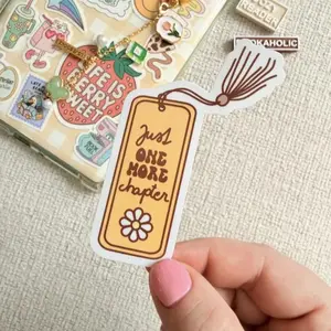 Bookish Reading Durable Vinyl Sticker Bookmark Just One More Chapter