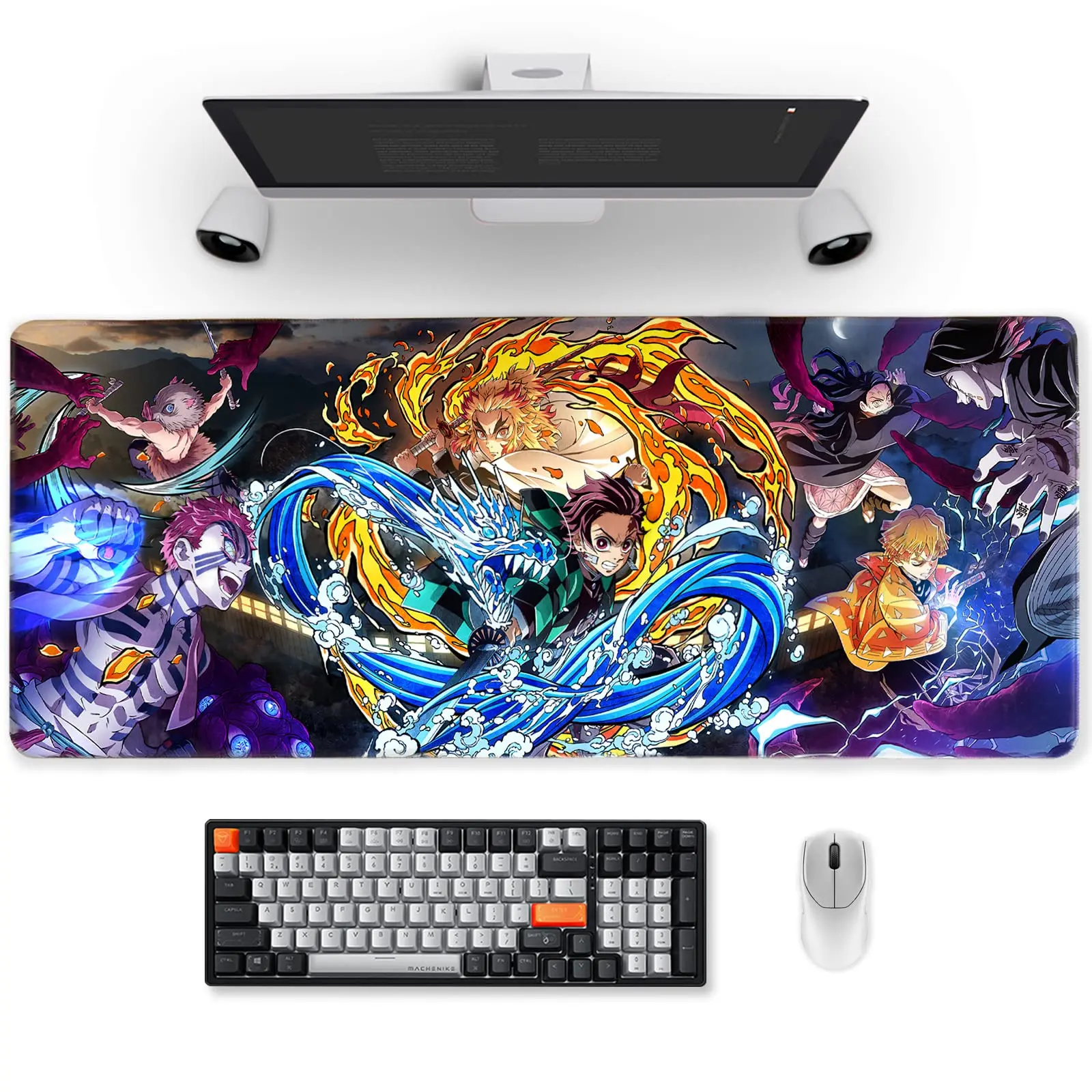 Mouse Pad Compatible with Demom Slayer Large Gaming Anime Mousepad for Computer Non Slip Rubber Base 15.75 X 31.5in Home Office Long Mouse Mat