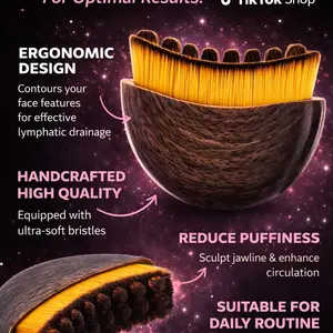 Lymphatic Contour Face Brush for Jawline & Chin Sculpting – Dry Brushing Massager for Lymphatic Drainage & Facial Fatigue Relief,  Ergonomically Designed to Fit The Skin Precisely