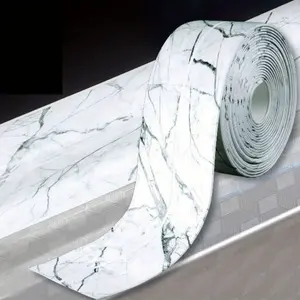 3 Roll Elegant Marble Pattern Waterproof Floor Sealing Sticker - Self-Adhesive, Easy to Apply, Plastic, No Power Needed - Perfect for Bathroom & Kitchen Floors