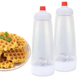 2-Pack Batter Mixer & Dispenser Bottle 33 Oz Silicone Squeeze with BlenderBall for Pancake Cupcake Crepe Making Durable Kitchen Tool Precise Dispensing Smooth Batter
