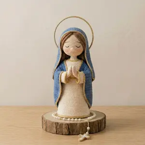 Virgin Mary Crochet Doll Catholic Gift First Communion Baptism Religious Handmade Decor