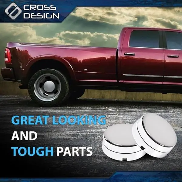 CROSSDESIGN FITS 03-17 DODGE RAM 3500 1-TON DUALLY PAIR REAR WHEEL CHROME CENTER HUB CAPS