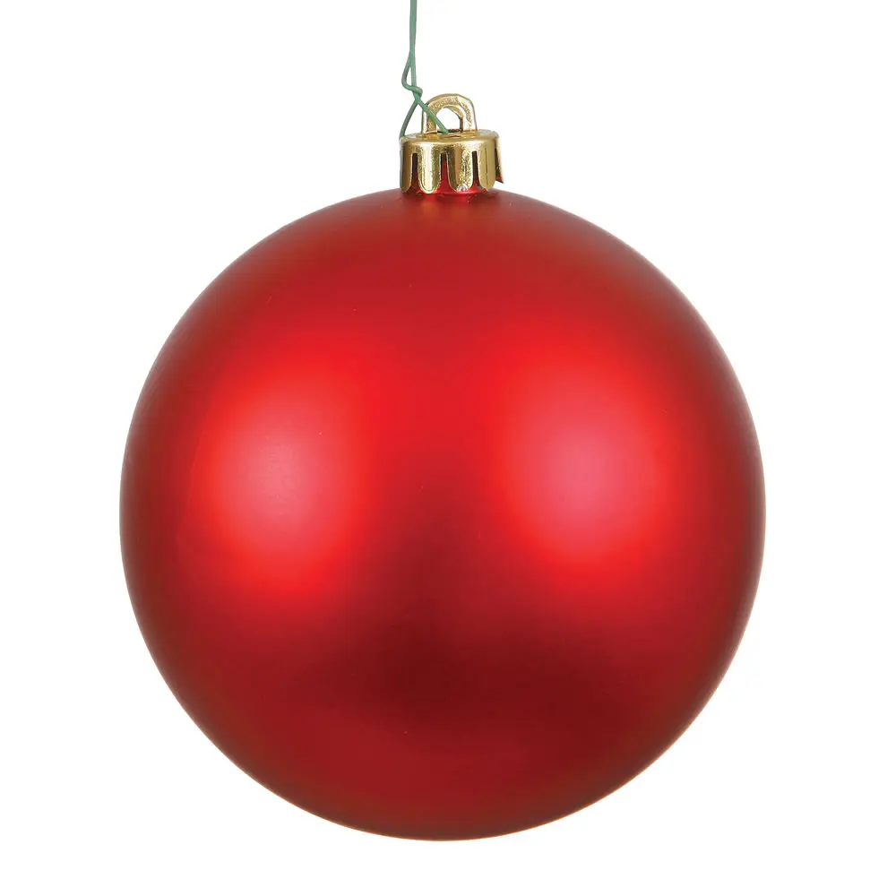 212 MAIN Red Matte UV-Drilled Plastic Christmas Ball Hanging Ornaments, 3 in, 12 per Bag, Festive Home Decor for Holiday Decoration, Home Decor Ornaments