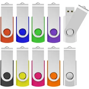 USB 3.0 Flash Drive KOOTION 10 32GB Thumb Drive 3.0 USB Stick Keychain Memory Stick Swivel Drives, Mixcolors