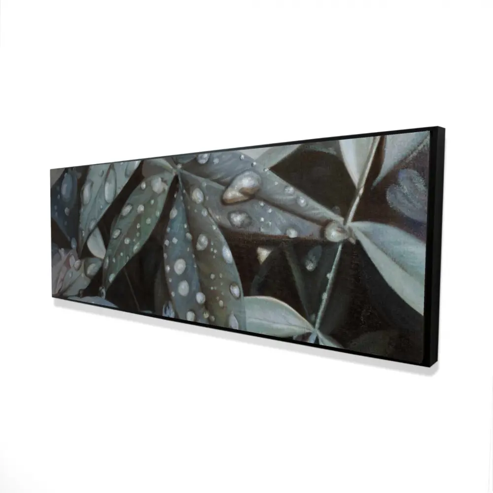 360 Stand 16x48 in. Artistic Botanical Framed Wall Art Print - After Rain Nature Floral Leaves Design, Artwork Home Decor, Ideal Gift for Bathrooms, Decoration, Art-Inspired Wall Arts