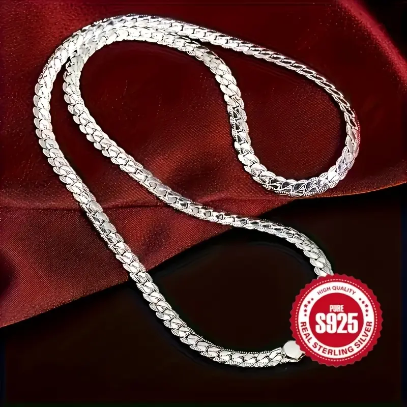 925 Sterling Silver Necklace, 5mm Classic Unisex Chain with Exquisite Craft, Fashionable Wedding & Engagement Gift, Wedding Gifts, Classic Link