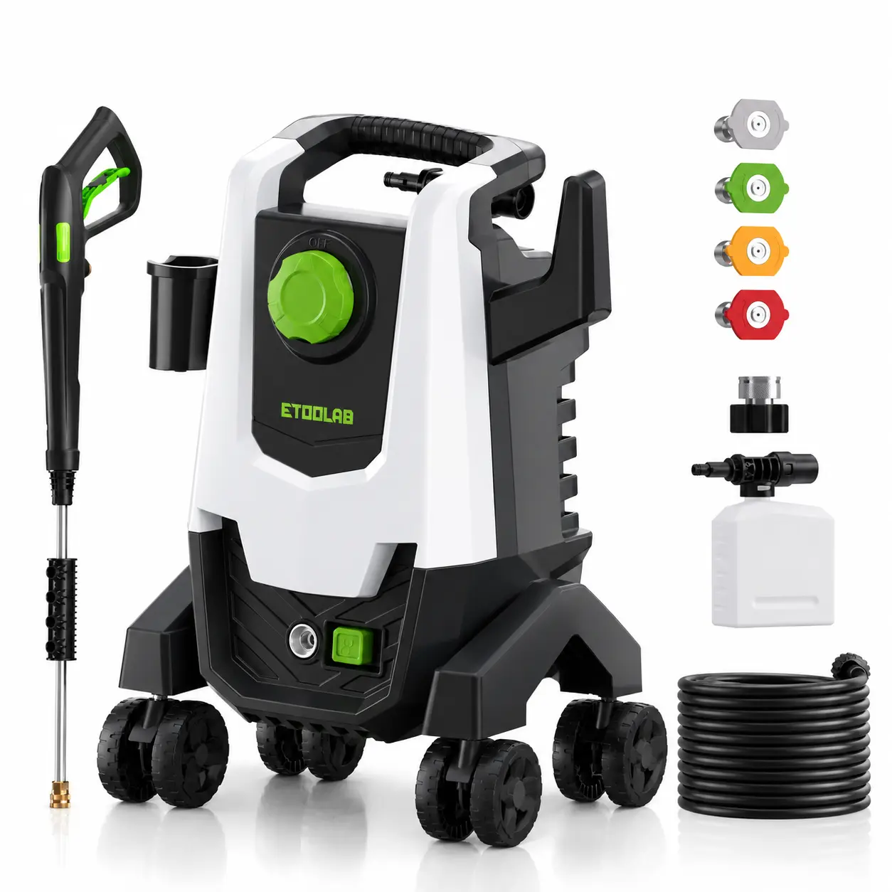 3000 PSI Electric Pressure Washer, Portable Power Washer with 23FT Hose, 4 Quick-Connect Nozzles, 4-Wheel 360° Steering, Metal Spray Gun & Auto Shut-Off for Cars, Driveways, Patios & Outdoor Cleaning | Back to School