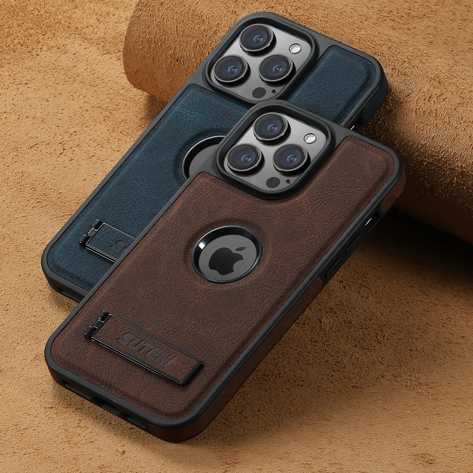 Fin For iPhone Series Magsafe Invisible Bracket Cover For iPhone 12 13 14 15 16 ProMax Magnetic Leather Phone Case For IPhone 13 14 15 16 Pro Max Plus